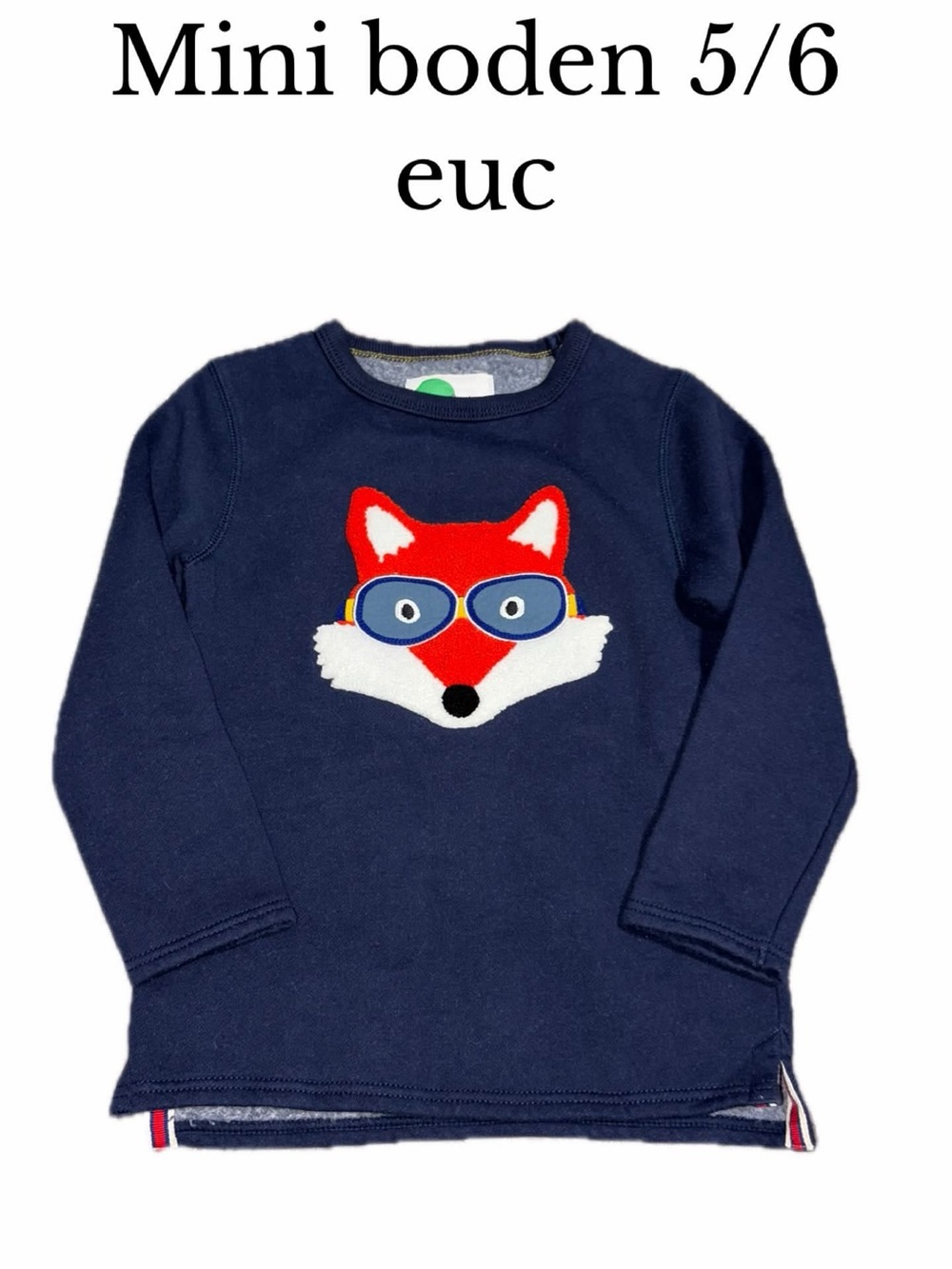 Mini boden 5/6 fox sweatshirt